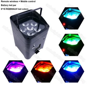 Battery Led Par Can Light Rgbwauv Wireless IR wifi Uplights For Dj Booths Stage - Picture 1 of 5