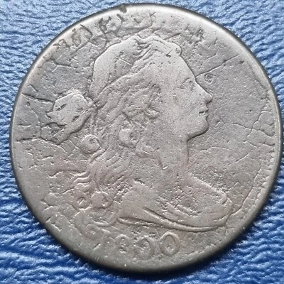 1800 Draped Bust Large Cent 1c Early Copper Better Grade VF "Mudcracked" 71223 - Image 1 of 2