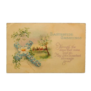 EASTERTIDE GREETINGS CROSS MADE FROM FLOWERS SCENE 1927 - Picture 1 of 2