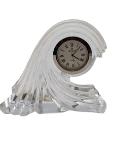 Vtg Lenox Lead Crystal Waterscape Wave Desk Clock Tested New Battery 4.5"x 3.5". - Picture 1 of 10