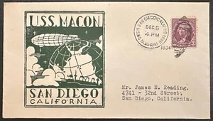 US #720 w San Diego Marine Base cncl on USS Macon Commem Cover (cat. no. 12/5 *d - Picture 1 of 2