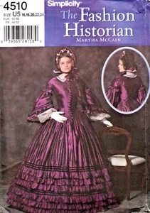Civil War Era Dress Simplicity Fashion Historian Pattern 4510 Sizes 16 to 24 - Picture 1 of 2