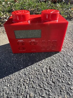 LEGO Portable Alarm Clock AM/FM Radio RED Brick LG11000 w/ Power Adapter - Used - Image 1 of 4