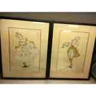 Pair Of Vintage Fashion Paintings On Silk From Carson Pirie Scott & Co.