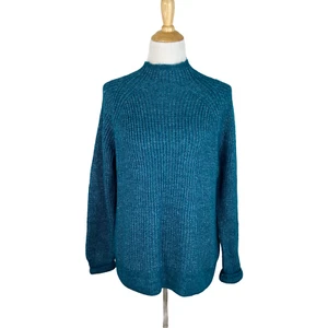 Michael Kors Women's Blue Luxe Mock Neck Knit Sweater Size XL A8 - Picture 1 of 4