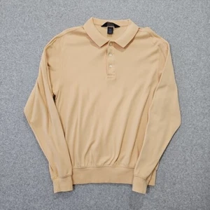 Polo Lands End Hombre Manga Larga Dobladillo Elástico Cintura Amarillo Talla M Años 80 90 - Imagen 1 de 9