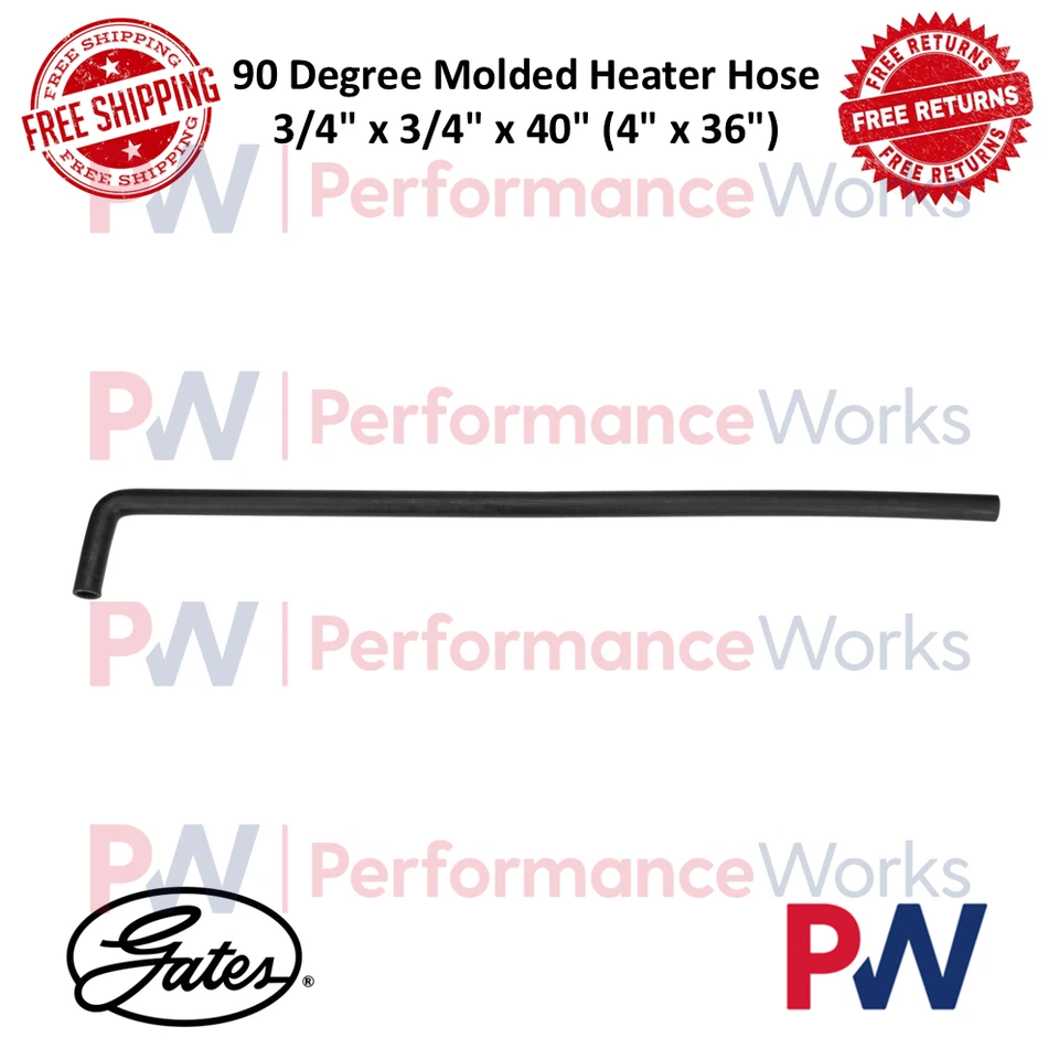 Литой шланг нагревателя Gates 90 градусов 3/4 дюйма x 3/4 дюйма x 40 дюймов для Chevrolet, GMC, Pontiac - Изображение 1 из 4