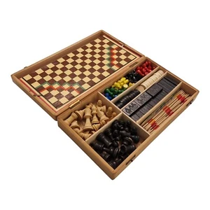 Cofanetto Multi Gioco Scacchi Mikado Dama Domino Non T'Arrabbiare Halma - Imagen 1 de 18