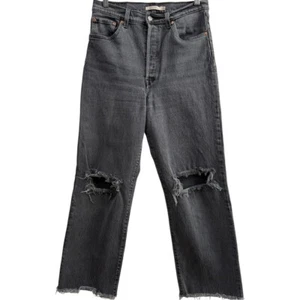 Levi's Ribcage Straight High Rise Button Fly Distressed Faded Black Jeans 29 - Bild 1 von 7