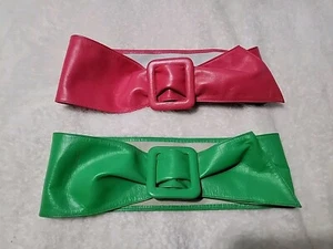 Vintage 80er Morris Moskowitz Neon Leder Gurt Gürtel Menge 2 Small - Bild 1 von 8