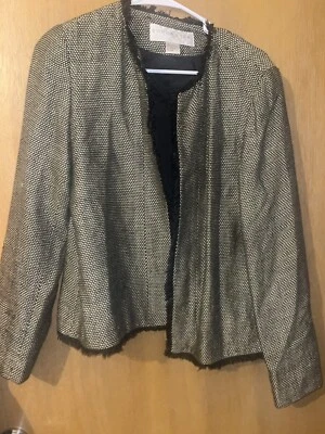 Jaqueta Blazer Vintage Doncaster Feminina 100% Seda Preto e Branco Manga Longa 10 - Imagem 1 de 4