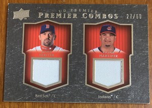 Jason VARITEK Victor MARTINEZ 2008 UD Premier Combos Dual Relic #PCM-VM 27/50 NM