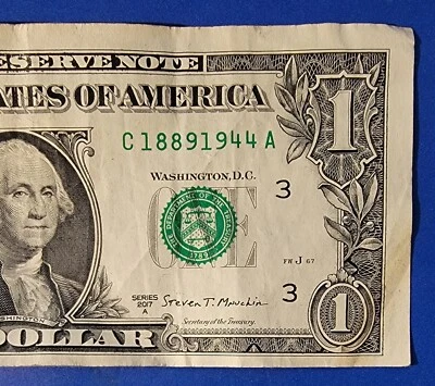 fancy serial number 1 dollar bill 2017A TOMBSTONE NOTE 1889 TO 1944 - Image 1 of 3