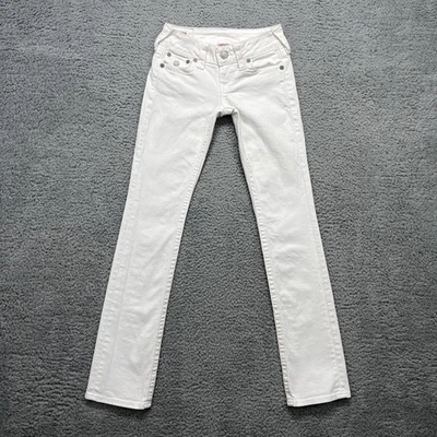 True Religion Jeans Womens 26 White Billy Bootcut Flap Pockets Made USA Stretch - Image 1 of 4