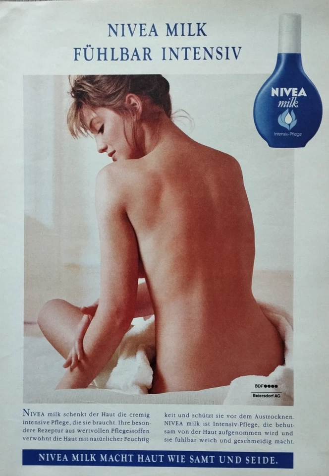ORIG REKLAME WERBUNG  1987    Nivea  Milk macht Haut wie Samt und Seide - Bild 1 von 1