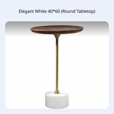 Nordic Wood Side Table with Marble Base - Image 1 of 4