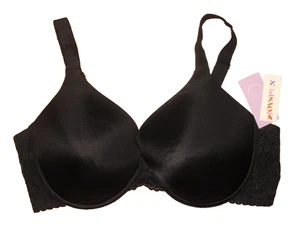 NWT Joyspun Full Figure Modern Plunge Underwire Lace 46DDD Black Bra - Picture 1 of 2