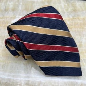 Hart Schaffner Marx Blue Red Tan White Stripe Neck Tie Silk Handmade USA - Picture 1 of 7