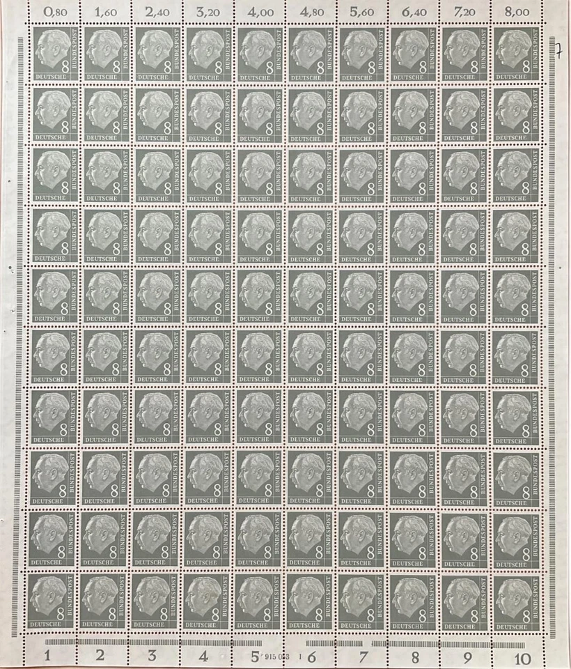 SA52a Germany 1954 Professor Dr. Th. Heuss mint full sheet - Image 1 of 1