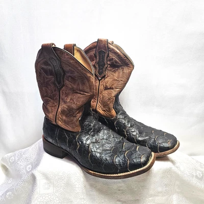 CATTLE BARON MEN'S BLK & BROWN LEATHER WESTERN BOOTS DH5237 13 EE - USED! - Image 1 of 4