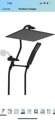 Cabezal de ducha de lluvia de alta presión de 12"" todo metal combo precio de venta sugerido por el fabricante 108 USD Foto 1 de 4