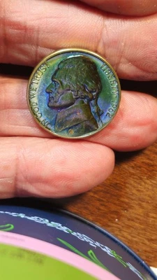 MONSTER BLUE/GREEN/PURPLE/PINKTONED  1962 JEFFERSON NICKEL.  BU GEM UNC. RARE - Image 1 of 4