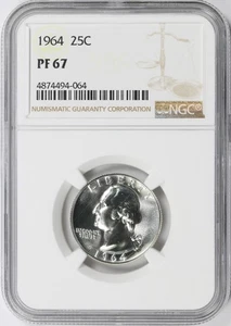 1964 25c Proof Washington Quarter NGC PF67 - Picture 1 of 4