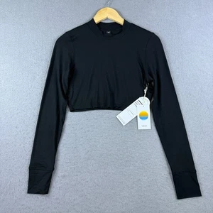 Vuori Women's Lux Crop Tee Long Sleeve Black Size M Athleisure Top - Picture 1 of 7