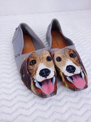 Mujer Bobs Para Perros Beagle Zapato Sin Cordones Mocasín Plano Talla US 6.5 Skechers Gris Foto 1 de 4