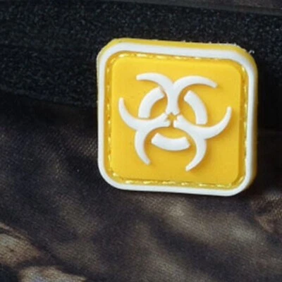 2Pcs MINI 3D PVC GLOW ZOMBIE OUTBREAK RESPONSE TEAM RUBBER HOOK PATCH YELLOW - Image 1 of 4