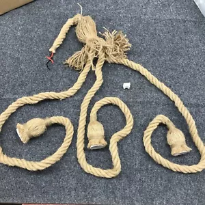 3.28 ft/ 1 m Pendant Light Cord Kit, 3 Heads Vintage Hemp Rope Pendant Light wit - Picture 1 of 8