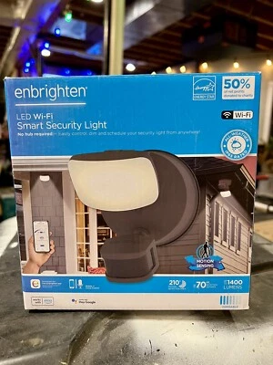 NEW Enbrighten Outdoor Single-Head Motion-Sensing WiFi LED Security Light Bronze - Image 1 of 4