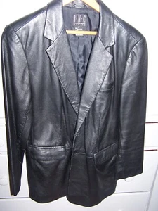 Chaqueta Blazer Mujer INC 100% Cuero Negro 8P - ¡COMO NUEVA!! - Imagen 1 de 4