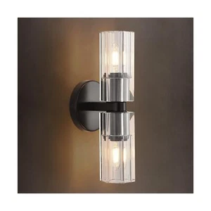 2 Light Black Crystal Wall Sconces,K9 Crystal Sconces Wall Lighting,Crystal M... - Picture 1 of 9