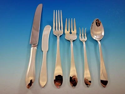 Juego de cubiertos antiguos en punta de Dominick and Haff de plata de ley servicio 77 piezas Foto 1 de 4