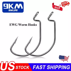 100Pcs EWG Worm Hooks Versatile Soft Plastic Hooks Freshwater Bass and Saltwater - Picture 1 of 16