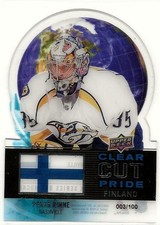 Pekka Rinne  12/13 Upper Deck  #Fin-1  Clear Cut  Pride of Finland SP /100