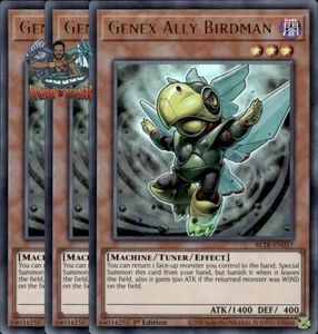 Yugioh! 3x Genex Ally Birdman BLTR-EN057 ultra raro primera edición casi nuevo - Imagen 1 de 1
