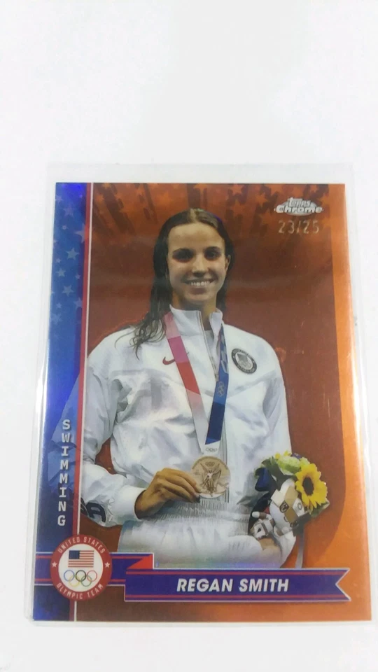 2024 Topps Chrome Olympics Regan Smith Orange 23/25 #72 Swimming - Image 1 of 2