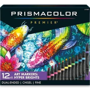 NEW Prismacolor Double Sided Hyper Bright Art Markers Brush Tip Dual End 12 Pack - Picture 1 of 4