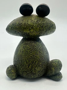 Faux Stone Frog Sculpture Mossy Stacked Rocks Made From Resin- 4 1/2" Tall - Picture 1 of 7