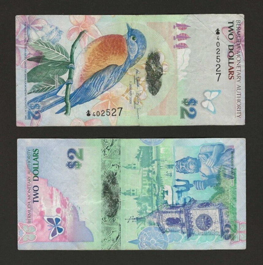 BERMUDA $2 Dollars 2009, P-57a, ONION PREFIX, Richardson / Simmons, Circulated - Image 1 of 1
