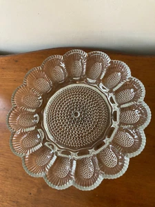 Vintage Indiana Glas Nägel klar Teufel Eierteller 15 Perlen Eier 11,25" - Bild 1 von 7