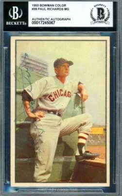 Paul Richards Beckett BAS Signed 1953 Bowman Color Autograph - Image 1 of 2