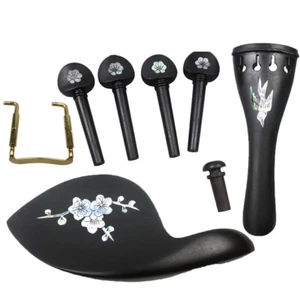 4/4 Violin Accessories Kits with Mother pearl . Ebony Violin Chinrest Tailpiece - Picture 1 of 5