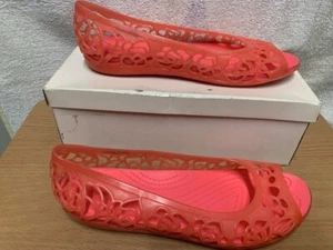 Crocs Isabella Jelly Pink cut out open toe flat shoes Size UK 8 (41) US 10W - Picture 1 of 15