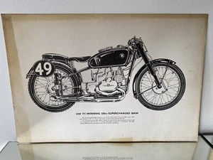 Vintage TT-Winning 500cc Kompressor BMW 1939 Motorrad Druck 18 Zoll x 12 Zoll - Bild 1 von 1