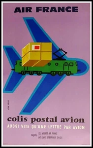 Poster originale d'epoca Air France treno aviazione posta aerea 1958 - Foto 1 di 1