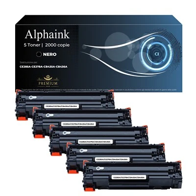 5 TONER COMPATIBILE PER HP LASERJET CE285A P1102W P1106 M1130 M1136 M1132 M1210 - Immagine 1 di 4
