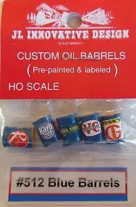 ASSORTED PRODUCTS BLUE CUSTOM BARRELS (5) PAINTED, LABELED & DETAILED -HO-SCALE - Picture 1 of 1